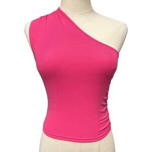 Urban Outfitters XS Silence + Noise Octavia One Shoulder Top Berry Pink Casual
